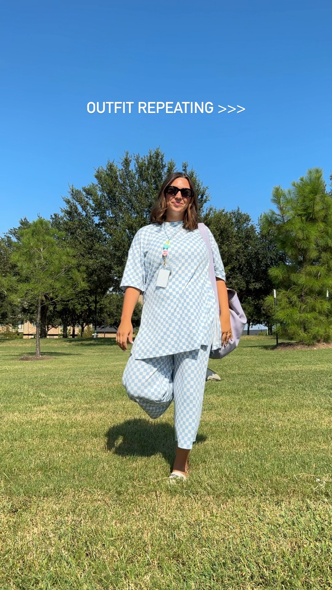Checkered set - large 
Free people bag 
Target shoes - TTS and sharing similar because mine are old! 
Amazon finds - sunglasses are designer inspired
School lanyard 

#LTKMidsize #LTKFindsUnder100 #LTKWorkwear