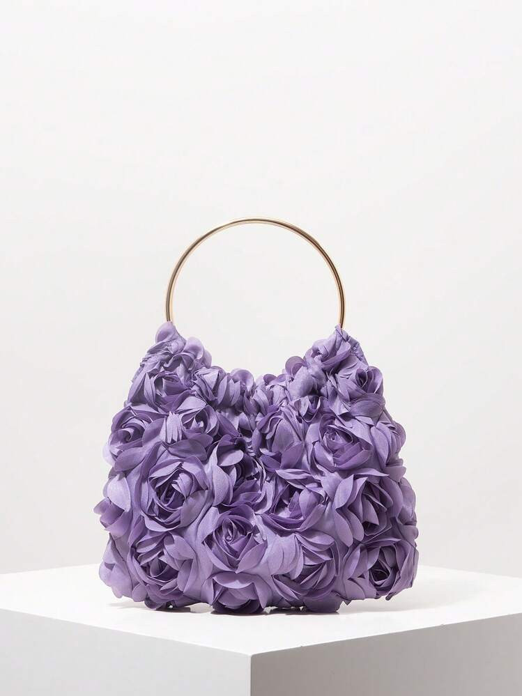 Elegant Rose Flower Evening Clutch Bag, Ladies Formal Dress Party Handbag, Sweet Girls Shoulder B... | SHEIN