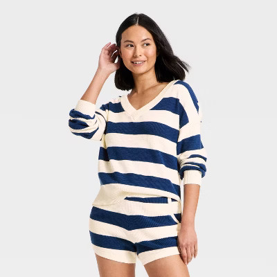 Women's Striped V-Neck Sweater Top - JoyLab™ | Target