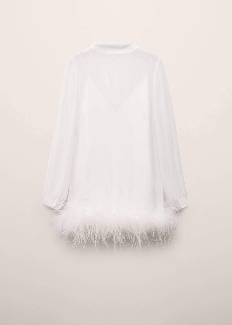 puffed sleeve dress with feather detail -  Women | Mango United Kingdom | MANGO (UK)