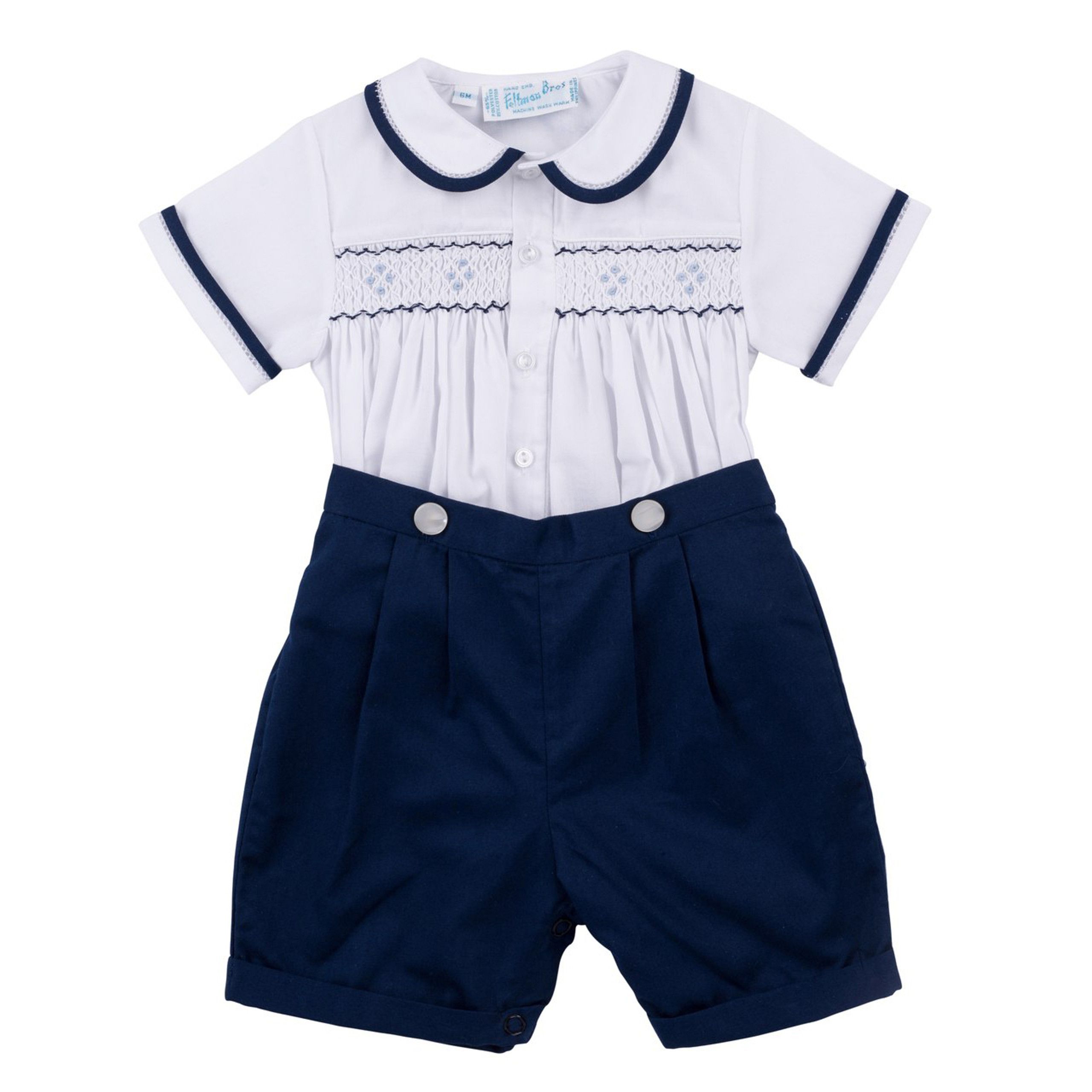 2-Piece Navy Smocked Bobby Suit | Feltman Brothers