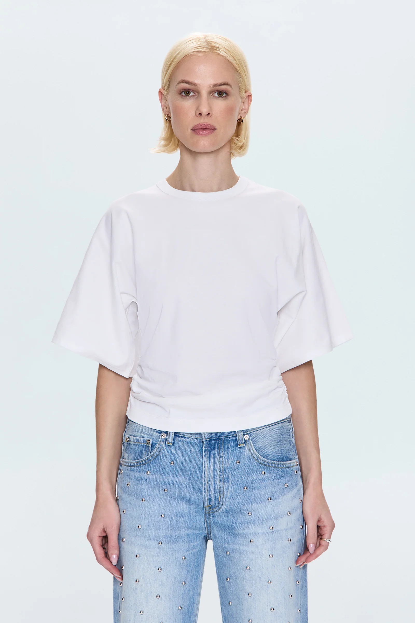 Veronica Kimono Sleeve Fitted Tee - White | Pistola Denim