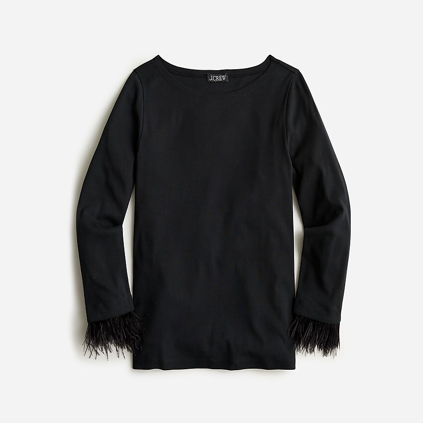 Feather-trim long-sleeve shirt | J. Crew US