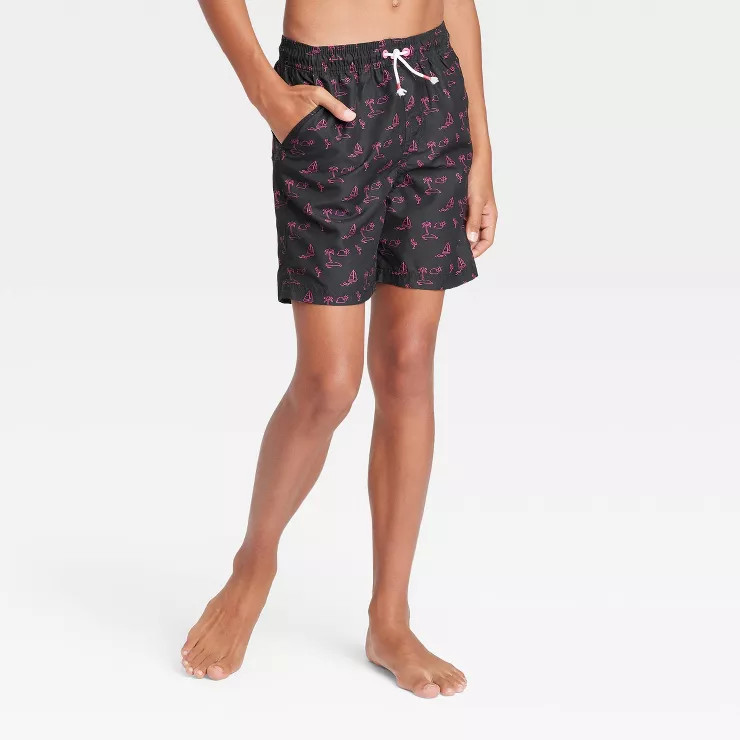Boys' Pink Icon Print Swim Trunks - art class™ Black | Target