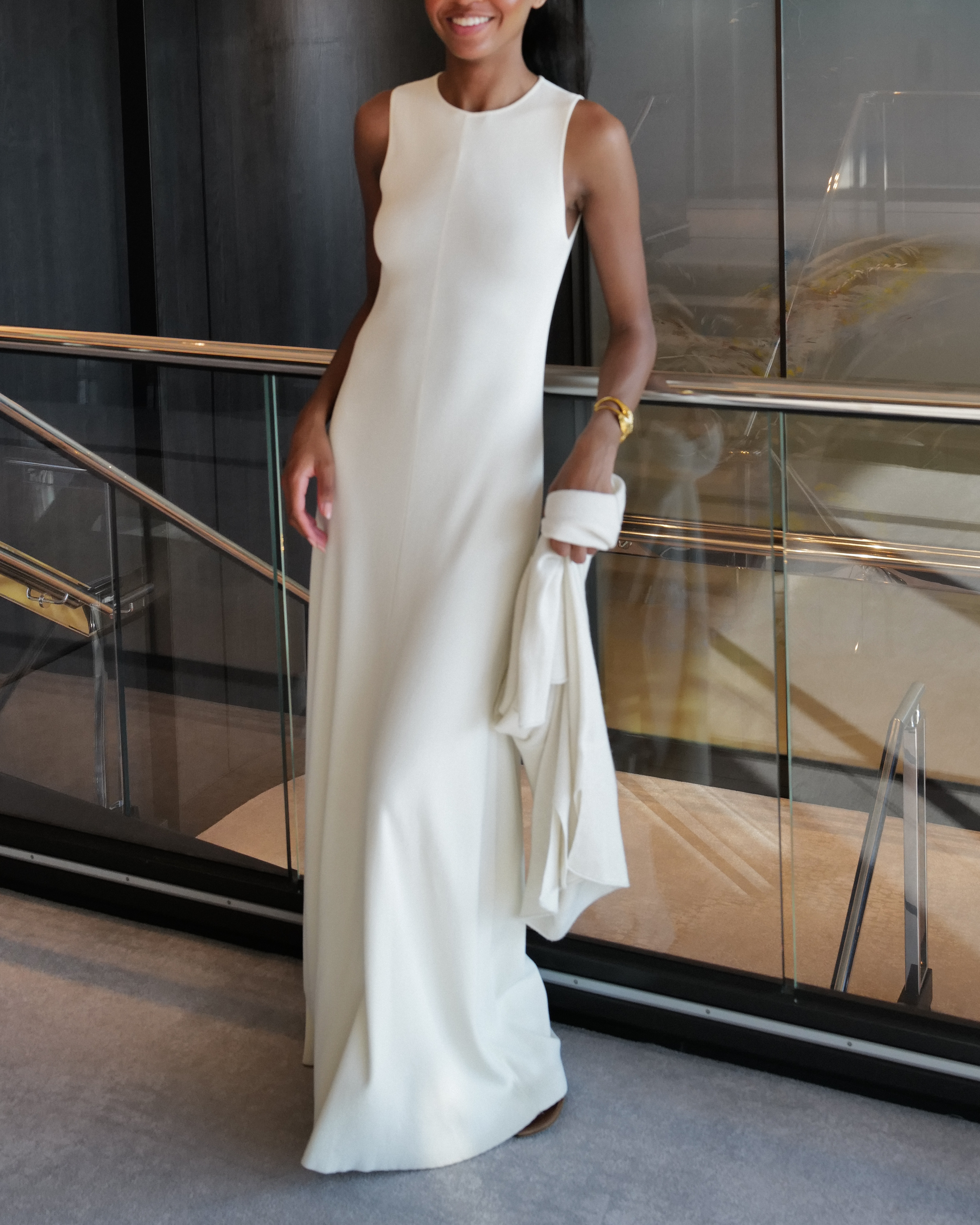 SOLID AND STRIPED CREAM DRESS  

 #LTKuk #LTKspring #LTKluxury