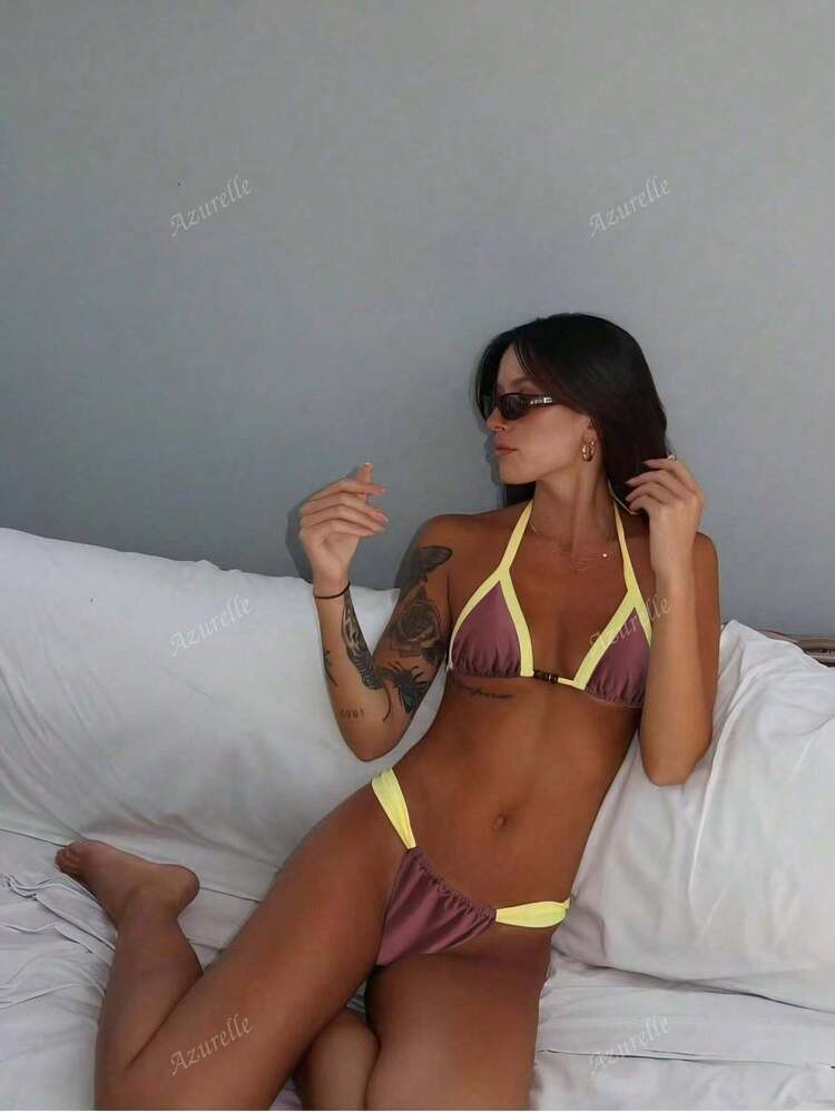 Women Sexy Bikini Backless Strap Minimalist Beach Swimwear | SHEIN