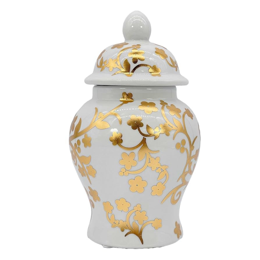 8" Ceramic Ginger Jar w/Lid - Classic Chinese Style Porcelain Jar Tea Storage for Home Decor Deco... | Amazon (US)