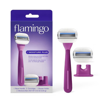 Flamingo Moisture Plus Women's Razor with 2 Razor Blade Cartridges - Fig: Whole Body Use, 4 Blades, Manual | Target