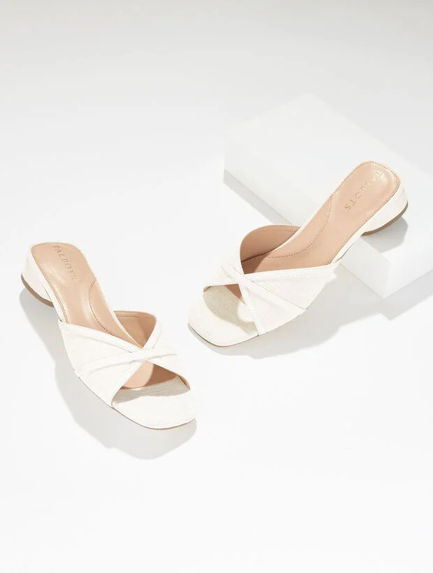 Val Block Heel Slide - Washed Linen | Talbots