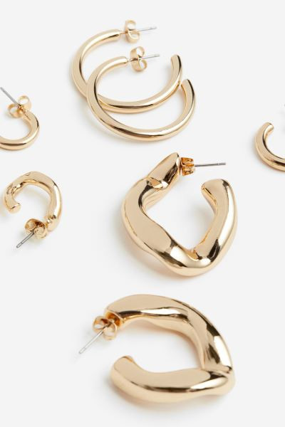 5 Pairs Hoop Earrings - Gold-colored - Ladies | H&M US | H&M (US + CA)
