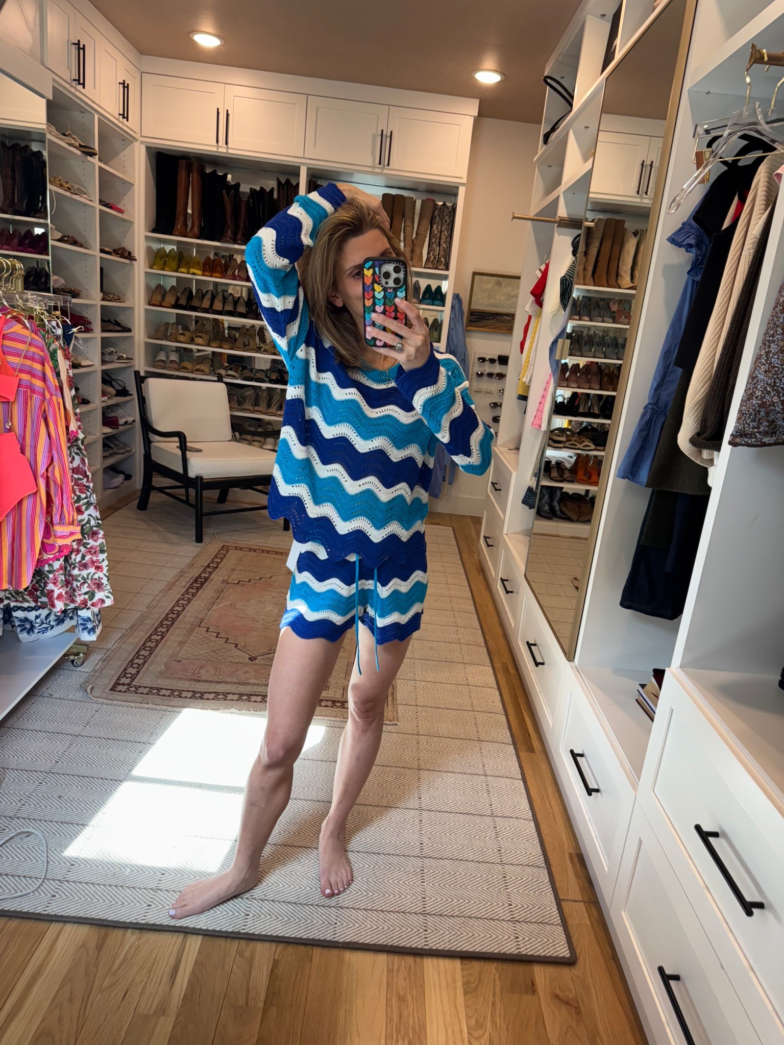 Beach Riot crochet blue coverup! Wearing xs in both