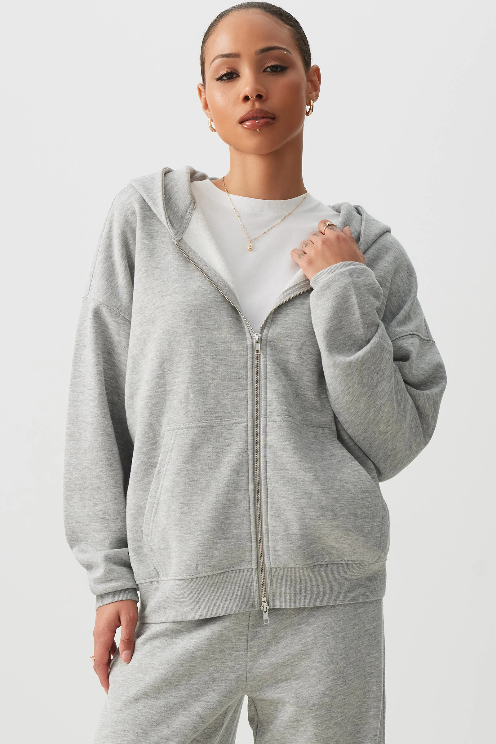 Oversized Zip Up Graphic Hoodie | Ardene
