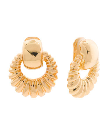 Ribbed Doorknocker Earrings | TJ Maxx