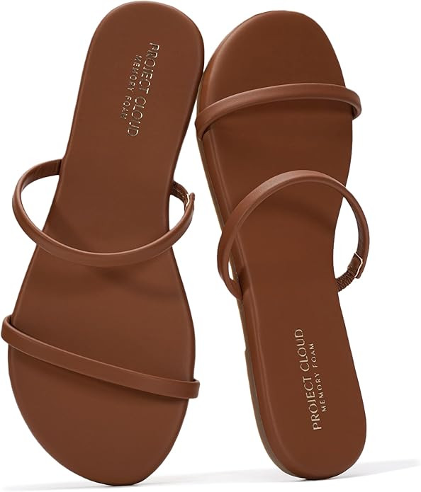 Project Cloud Summer Sandals for Women 2026 - Memory Foam Insole and Vegan Leather Beach Flip Flo... | Amazon (US)