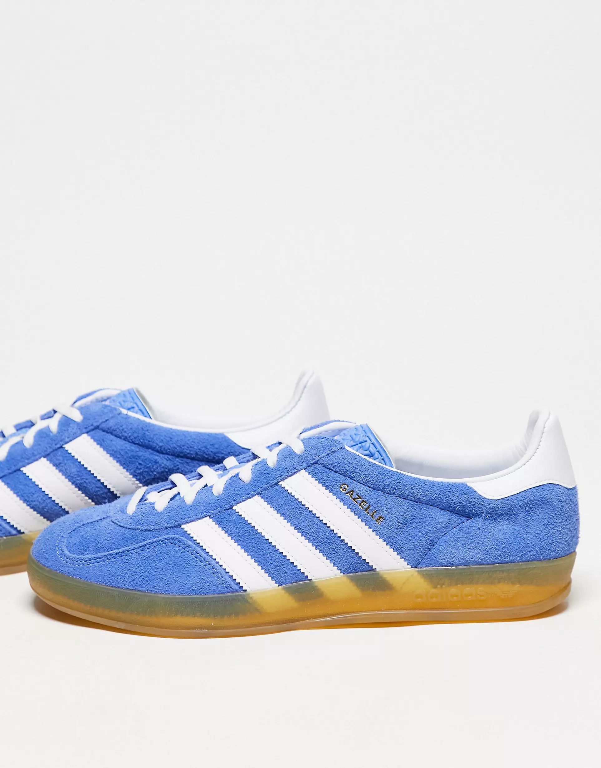 adidas Originals Gazelle Indoor gum sole trainers in light blue | ASOS (Global)
