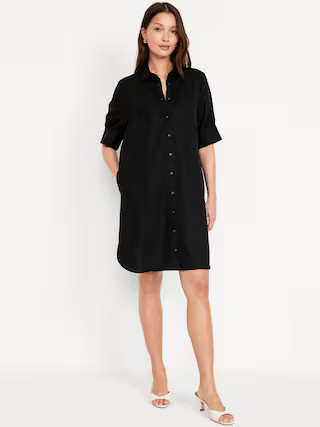 Linen-Blend Shirt Dress | Old Navy (US)
