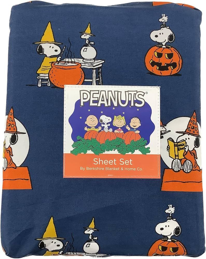 Berkshire Blanket & Home Co. Peanuts Halloween Fall Themed Sheet Sets (Navy - Witch, Cauldron, Pu... | Amazon (US)