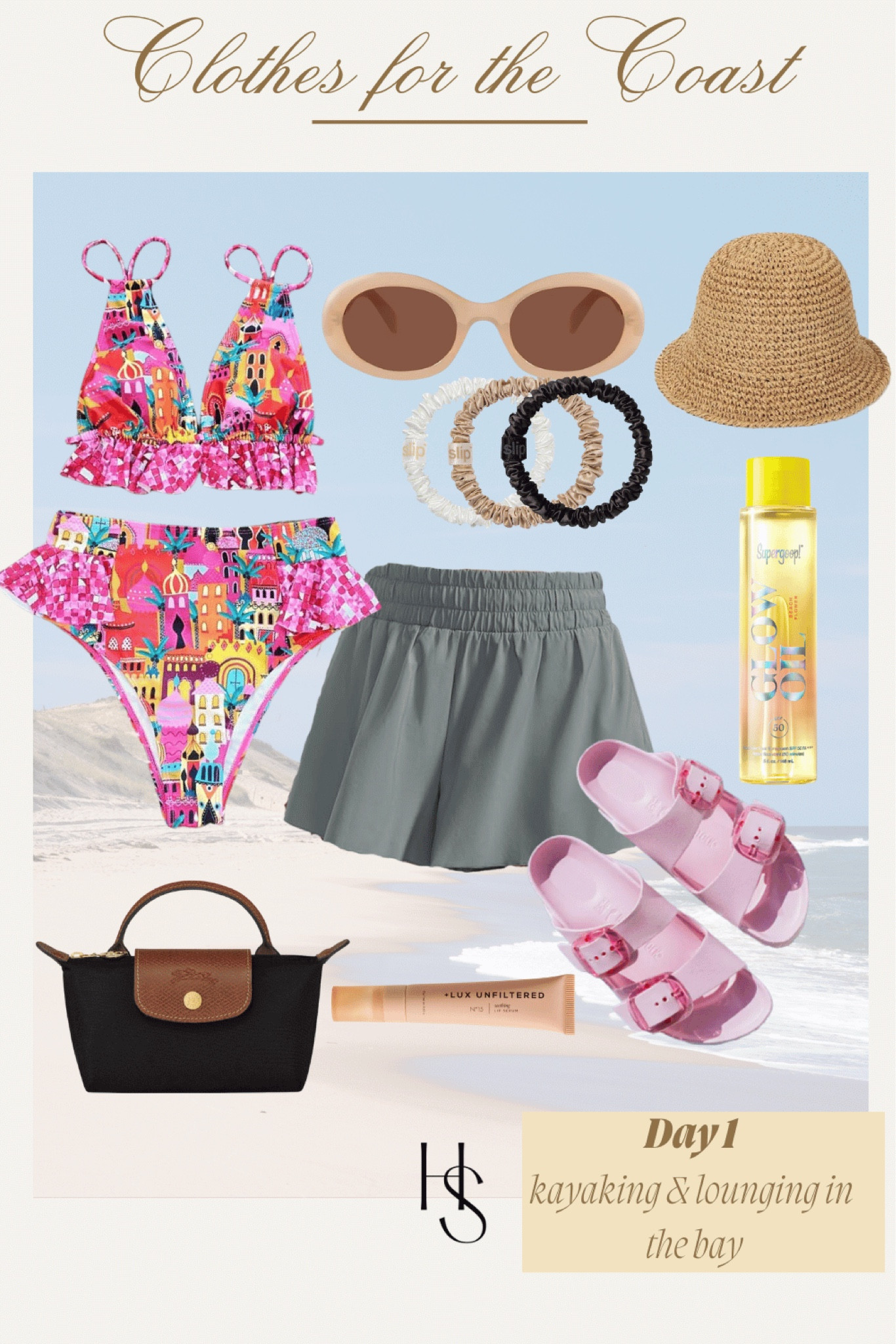 Clothes for the Coast: Cape Cod vacation outfit day 1 - kayaking and lounging in the bay. I packed the cutest pink bikini from amazon along with this hat I cannot get enough of (also amazon). 
This outfit is from my article on my blog: Cape Cod Vacation Outfits: What I Wore in the Cape
What to wear in Cape Cod 
Cape Cod packing list 
Cape Cod summer style
Cape Cod swim style 
Cape Cod travel outfits 
Cape Cod outfit ideas 
New England summer outfits 
What I wore in Cape Cod 
Cape Cod beach vacation wardrobe 
Stylish outfits for Cape Cod
What to wear in New England
Coastal packing list 
Coastal summer style
Coast swim style 
Coastal travel outfits 
Coastal outfit ideas 
New England summer outfits 
What I wore on the New England Coast
Coastal beach vacation wardrobe 
Stylish outfits for the coast
