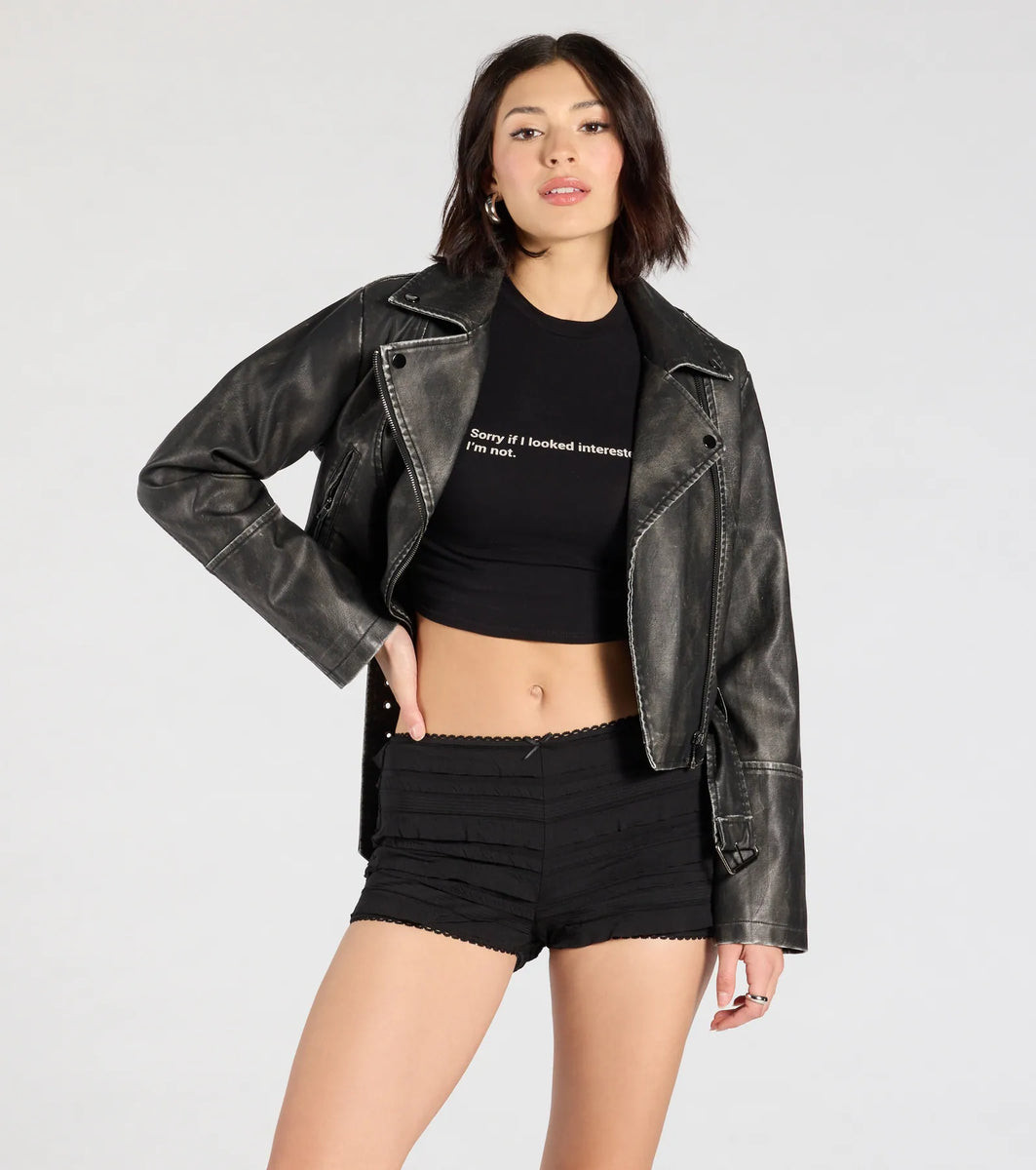 Flirty Vibes Ruffled Knit Hot Shorts | Windsor Stores