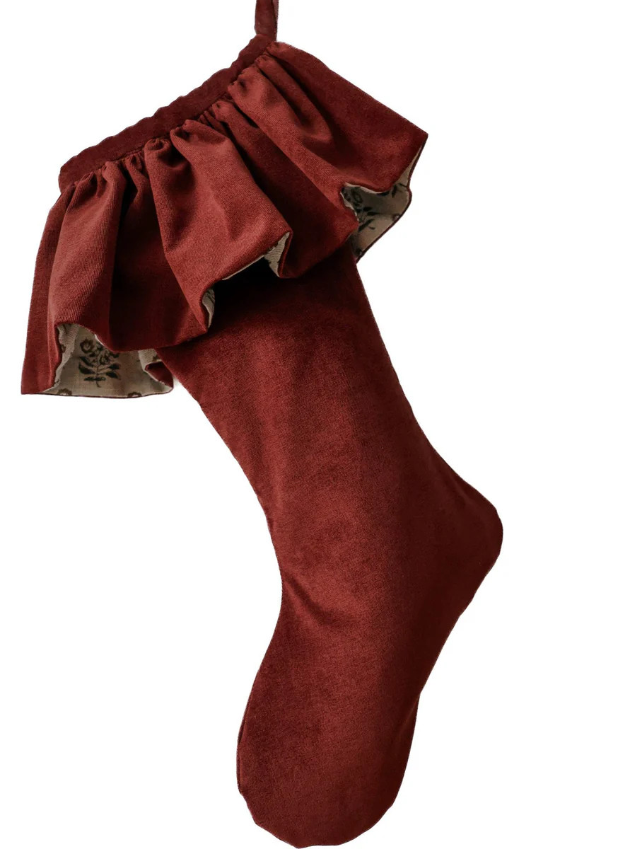 Ruffle Cuff Velvet Heritage Christmas Stocking | Hackner Home (US)