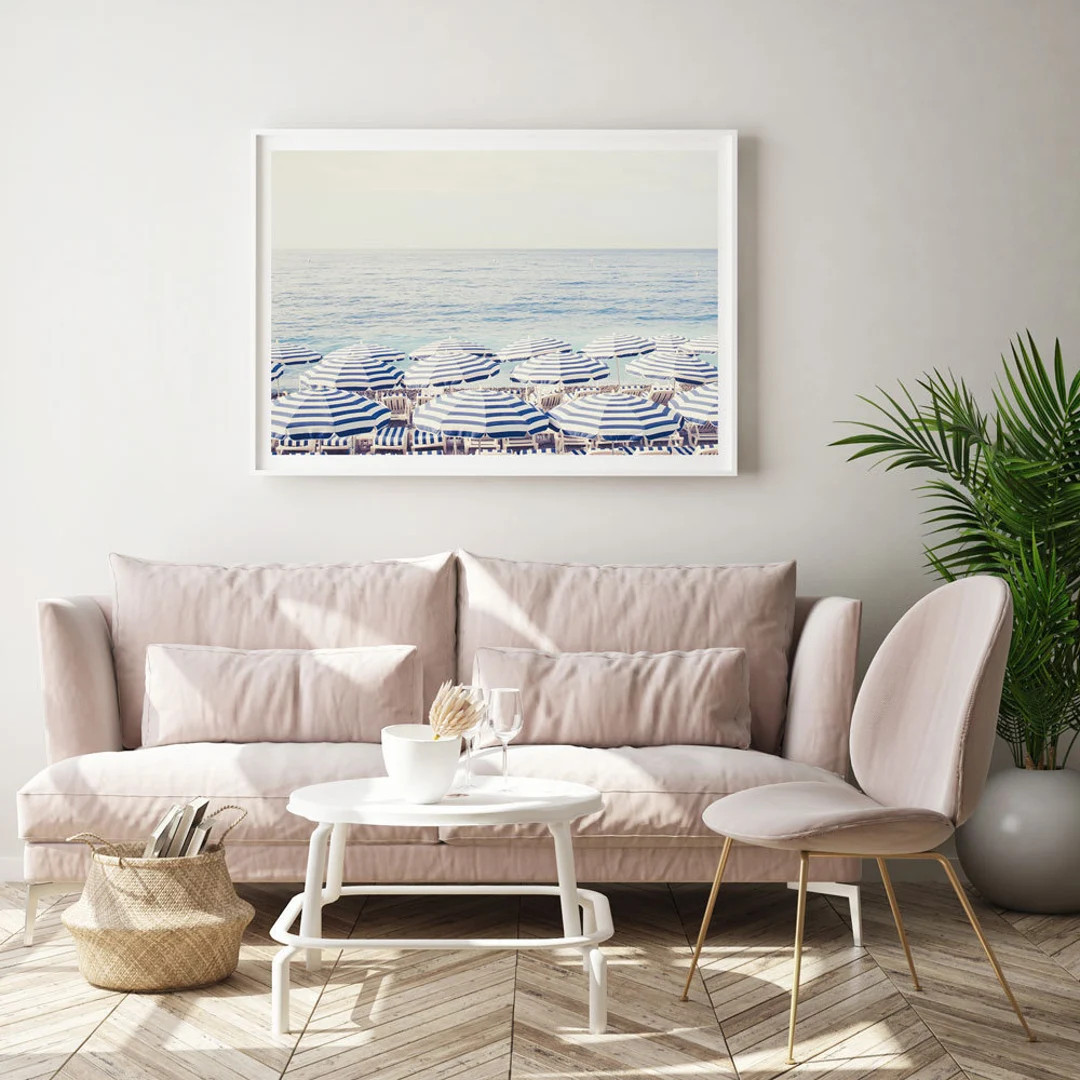 Aerial beach print, Beach Umbrella Wall Print, Blue and white beach art, Wall Art for beach house... | Etsy (US)