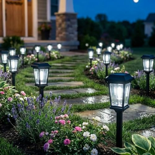 DOESLAG 10 Pack Solar Pathway Lights Outdoor, Auto On/Off LED Solar Garden Lights, Decorative Landscape Lighting for Path Yard Walkway Driveway | Amazon (US)