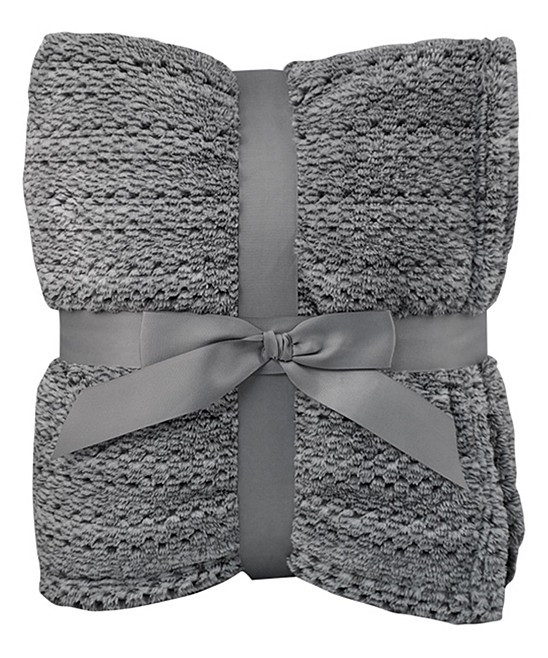 Simplicity Blankets Grey - Gray Two-Tone Weave-Pattern Throw | Zulily