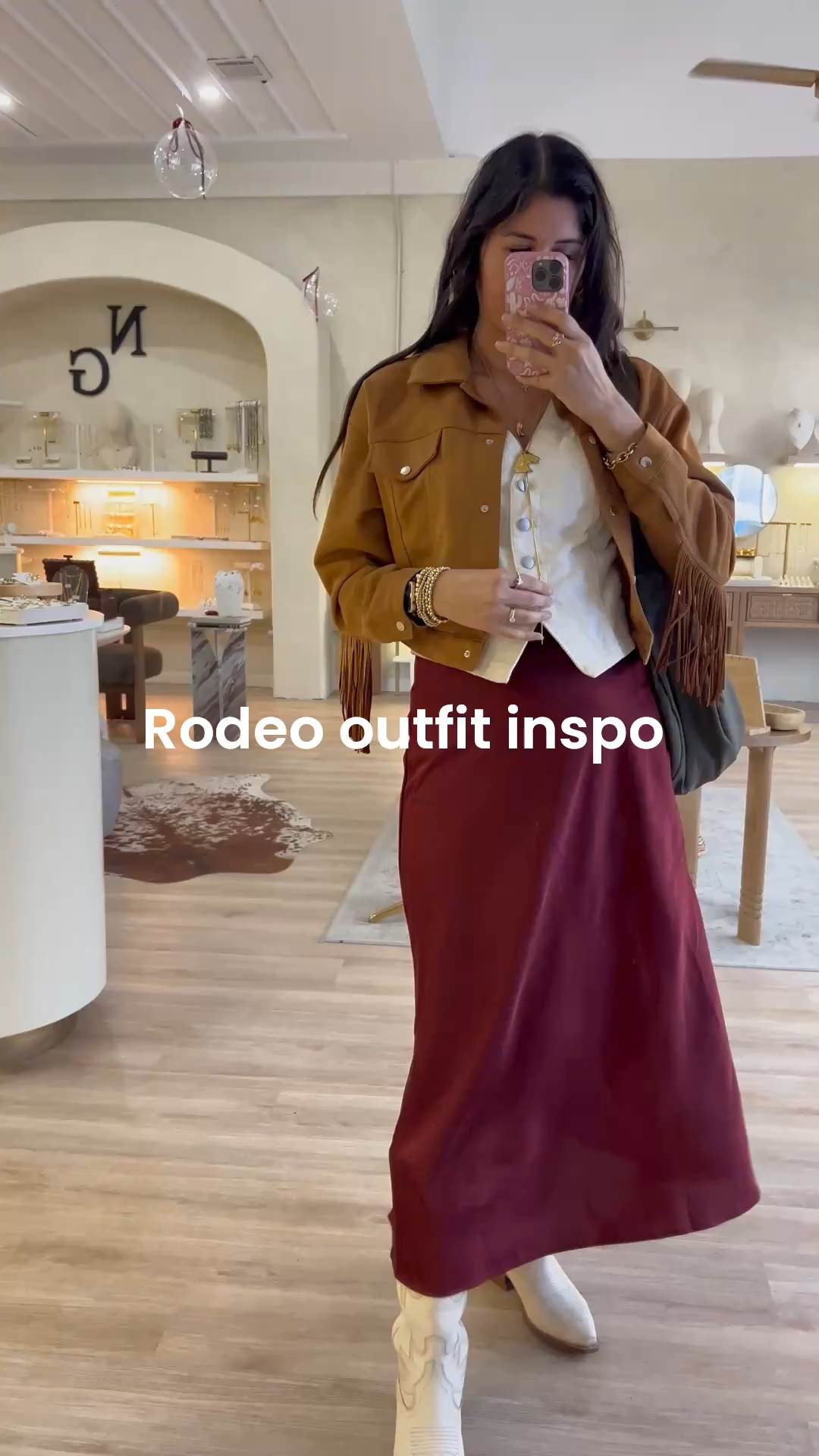 Rodeo outfit inspo! Satin skirt with vest and fringe jacket. 🤠

#LTKSeasonal #LTKWorkwear #LTKootd