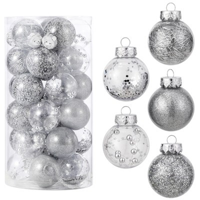 30Pcs Christmas Balls Ornaments Set, Shatterproof Christmas Tree Decorations Hanging Baubles for Holiday Wedding Party, 2.36 Inch, Silver, A | Target
