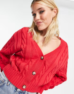 Monki cable knit cardigan in red | ASOS (Global)