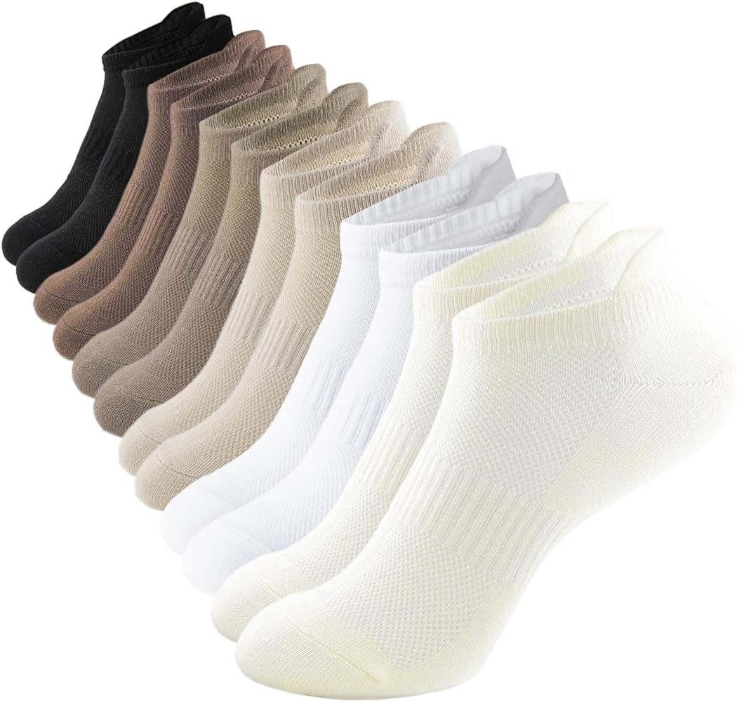 ACCFOD Womens Ankle Socks Athletic Running Low Cut Socks With Tab 6 Pairs | Amazon (US)