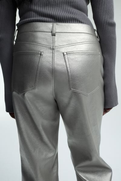 Coated Pants - Silver-colored - Ladies | H&M US | H&M (US + CA)