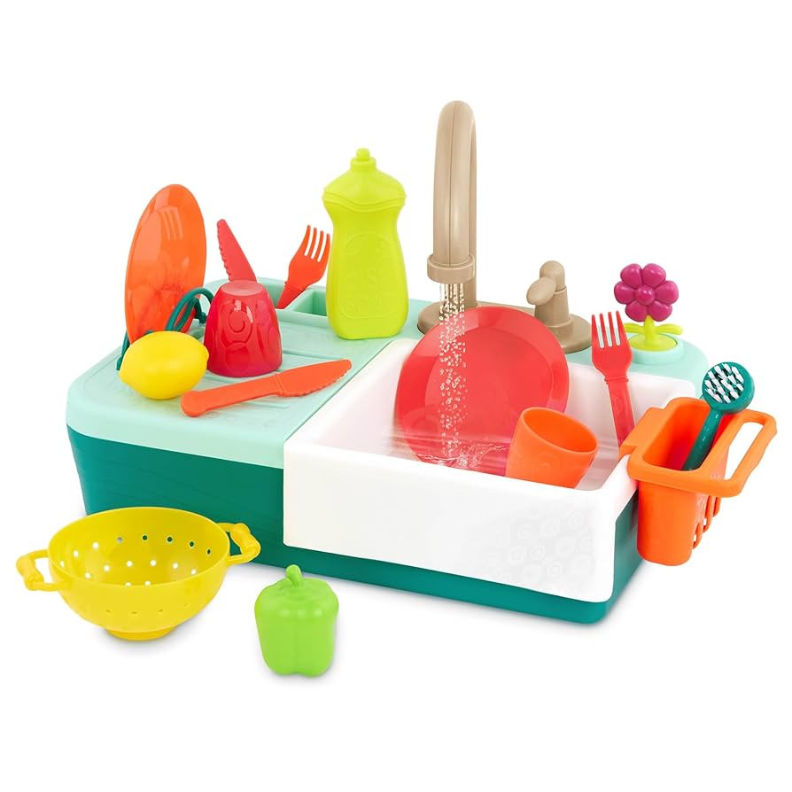 B. toys – Sink Play Set – Toy Kitchen Sink – Faucet & Running Water, Dishes, Play Food – ... | Amazon (US)