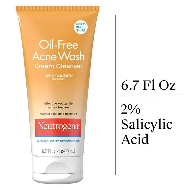 Neutrogena Oil-Free Acne Face Wash Cream, Face Cleanser, 6.7 fl. oz HSA/FSA Eligible - Walmart.co... | Walmart (US)