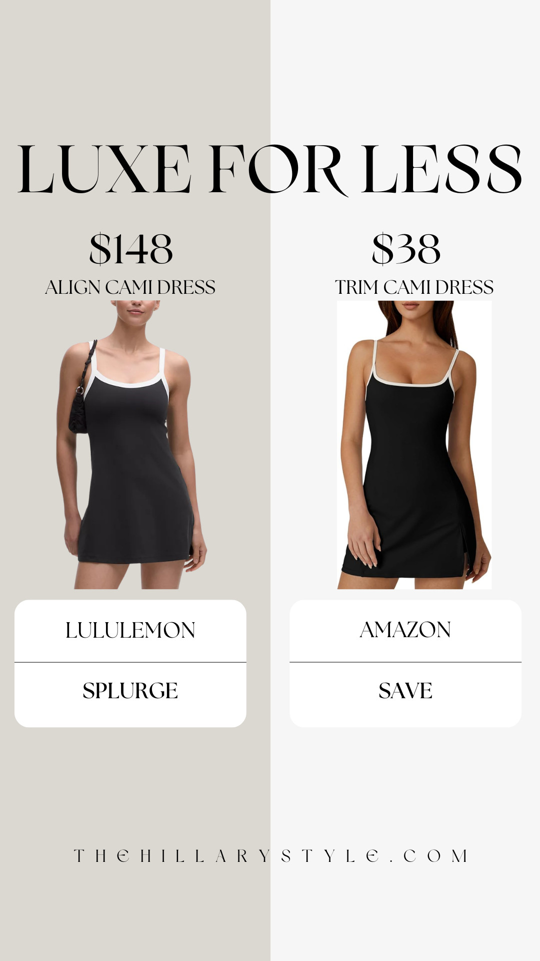 Luxe for Less: The Viral Trim Cami Dress

Found the ultimate look-for-less for the viral Lululemon Align Cami Dress! This Amazon alternative gives you the same contrasting trim and sleek tennis dress silhouette for under $40. It’s perfect for everything from your morning pickleball match to a coffee run, effortlessly blending comfort and style. If you love the athleisure aesthetic but are looking to save, this is the perfect budget-friendly find. 

 #TheHillaryStyle #LTKunder50 #LTKfit #amazonfashion #amazonfinds #lululemondupe #aligndress #tennisdress #activewear #workoutfit #summerdress #athleisure #lookforless 

#LTKootd #LTKSeasonal #LTKActive