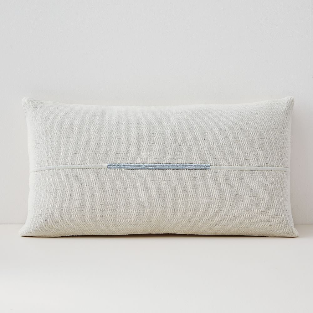 Accented Cotton Canvas Lumbar Pillow Cover, 14"x26", White | West Elm (US)