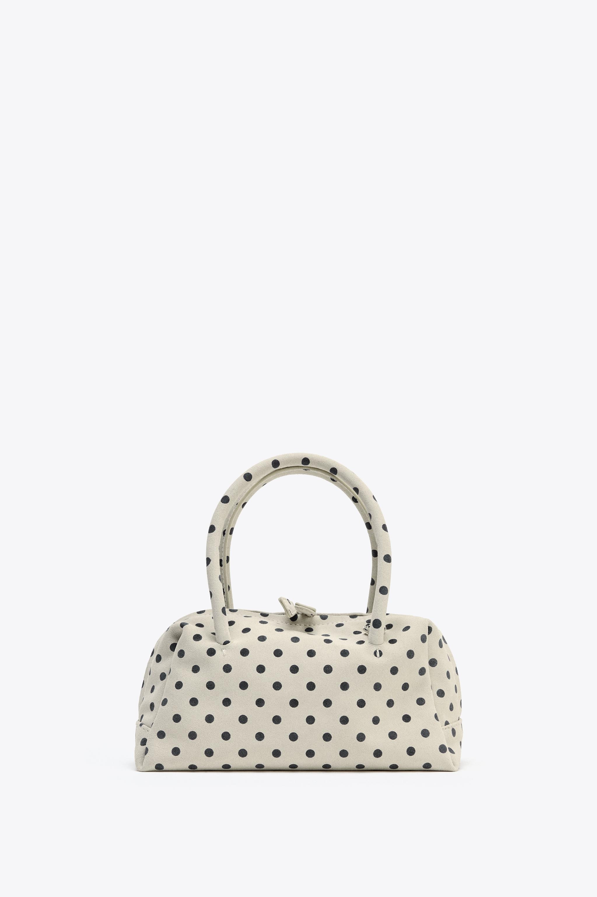 PRINTED SPLIT LEATHER BOWLING BAG | Zara US