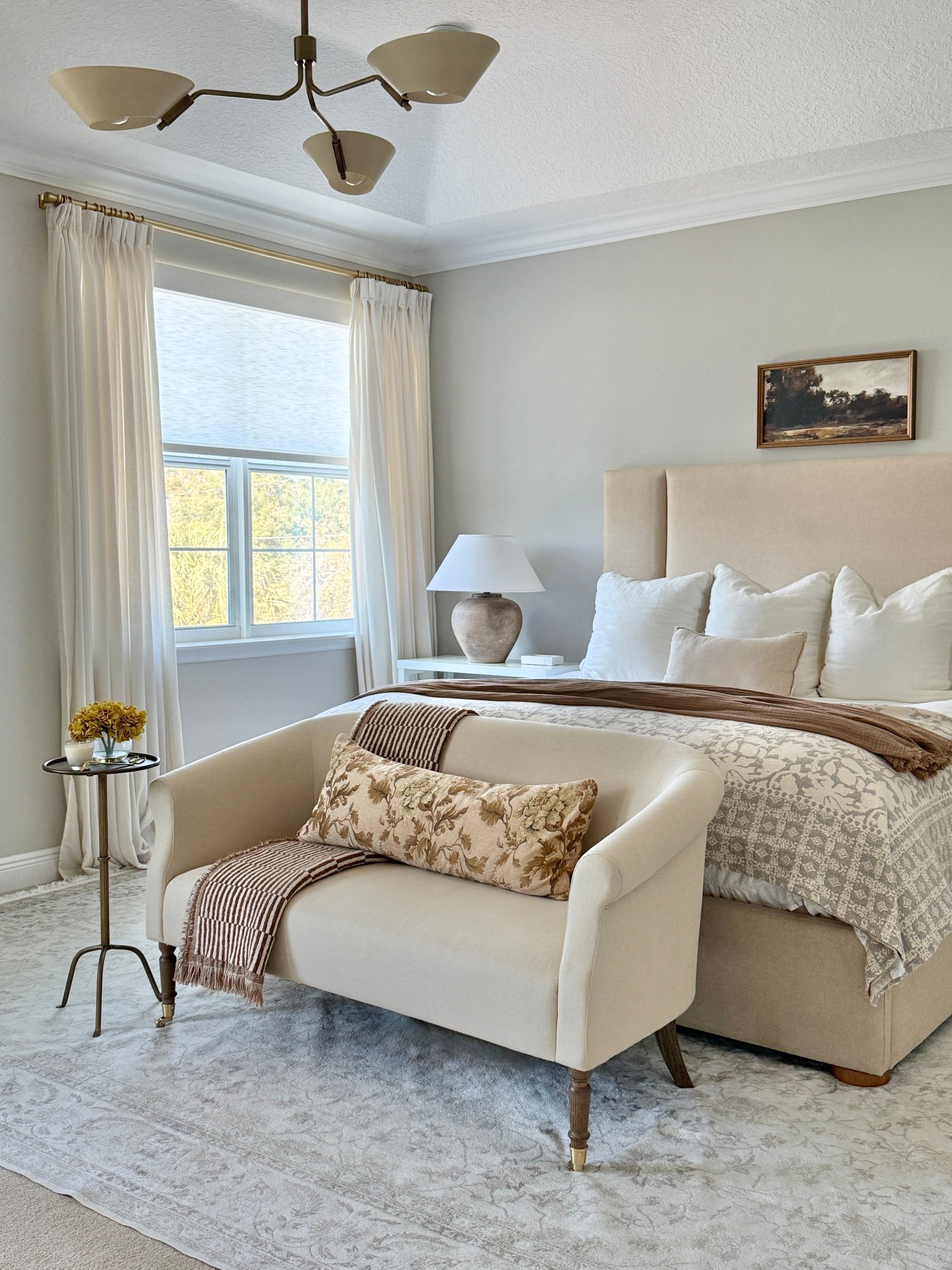 Layers of warmth while winter lingers outside. I just love layering blankets… 
Bed, bedding, seating, lighting all from @mcgeeandco 
Find me on IG @new_vision_home 