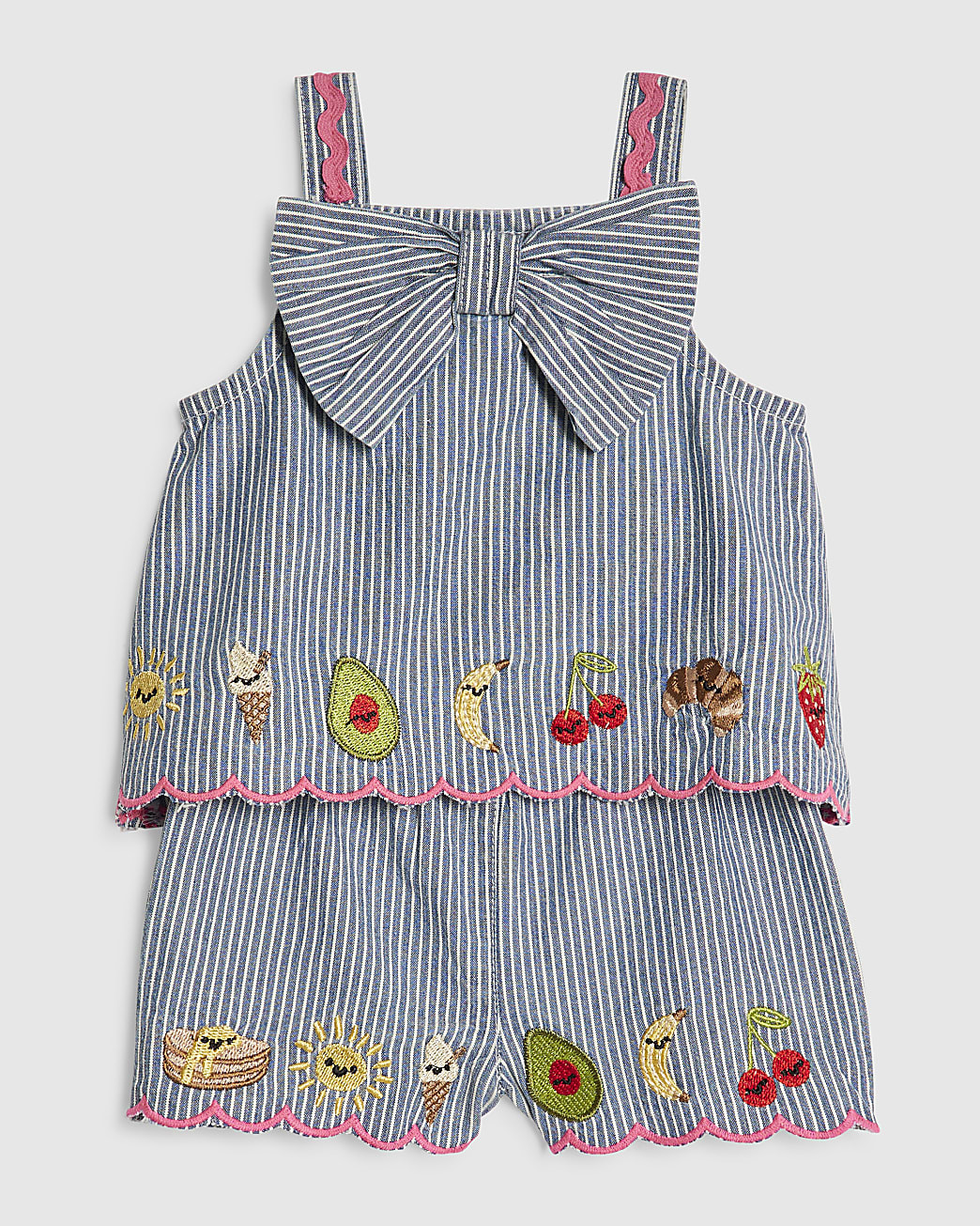 Baby Girls Blue Stripe Bow Cami set | River Island UK & IE