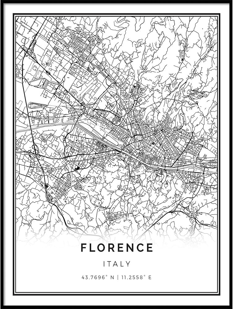 Squareious Florence map Poster Print | Modern Black and White Wall Art | Scandinavian Home Decor ... | Amazon (US)