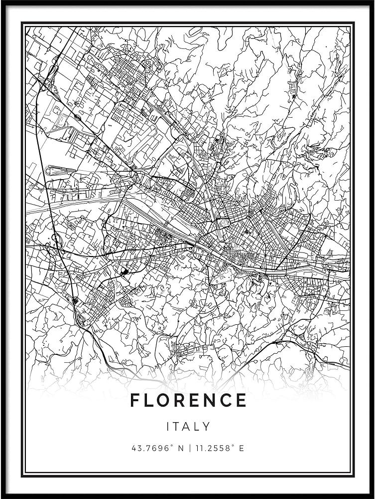 Squareious Florence map Poster Print | Modern Black and White Wall Art | Scandinavian Home Decor ... | Amazon (US)