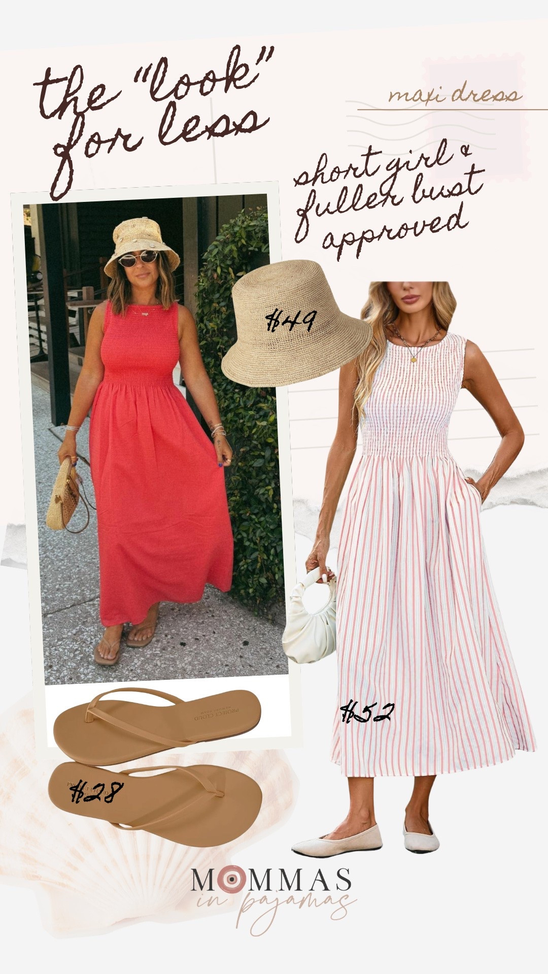 I have been obsessed with finding a similar dress to this red maxi dress I splurged on, and this Amazon find is the most similar version I can find. It’s petite friendly, comfortable and can be dressed up or down. I paired it with a designer inspired hat and the cutest neutral flip flops to complete the look. 
Look-for-less summer dress

#LTKMidsize #LTKPetite #LTKSeasonal