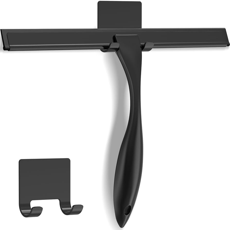 All-Purpose Stainless Steel Shower Squeegee for Shower Glass Door with Adhesive Hook, Bathroom Cl... | Amazon (US)