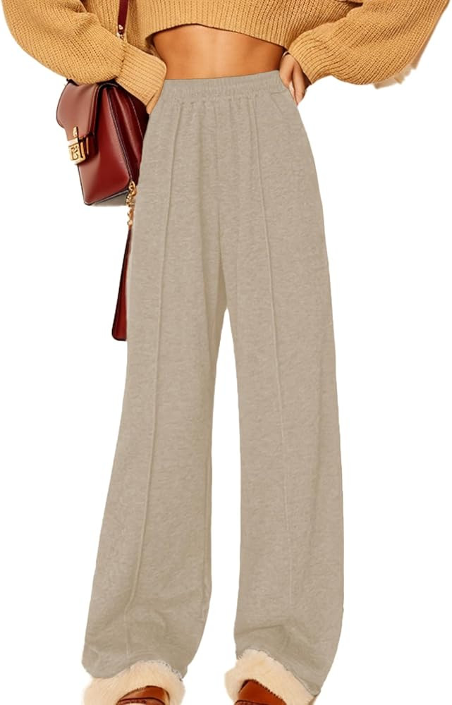 Women's Casual Loose Elastic High Waist Wide Leg Lounge Pants Baggy Sweatpants Joggers | Amazon (US)