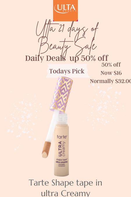 Ulta 21 days of Beauty 

Shape Tape Ultra Creamy Concealer
50% off  now $16.50
Normally, $32

This is what I use on the daily



#LTKsalealert #LTKbeauty #LTKfindsunder50