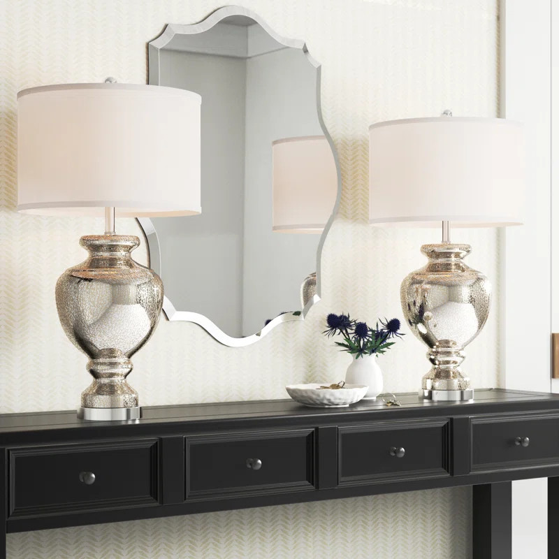 Groton 28" Silver/Ivory Table Lamp Set | Wayfair North America