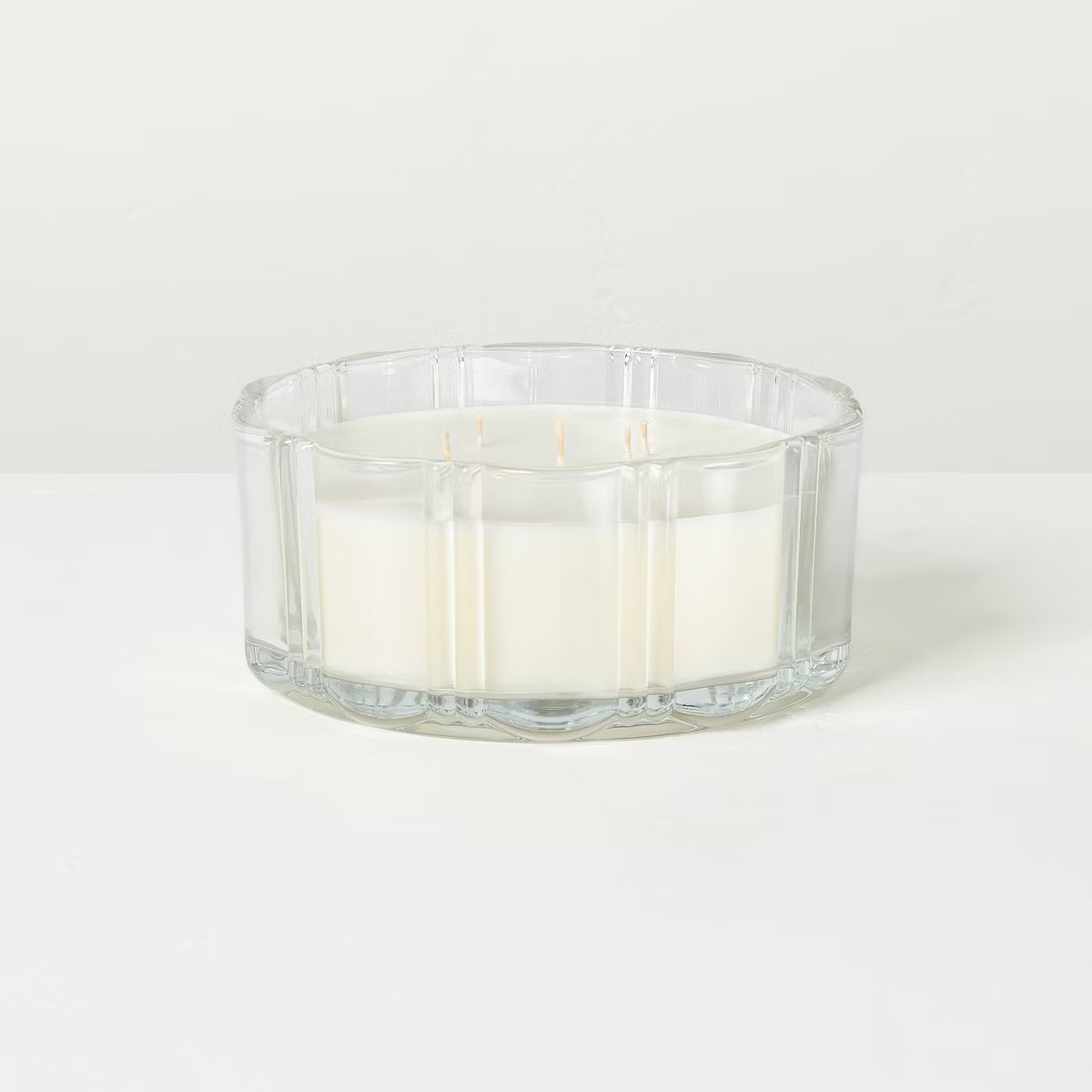 5 Wick XL Glass Colored Double Ribbed Scalloped Jar Candle 34oz - Hearth & Hand™ with Magnolia | Target