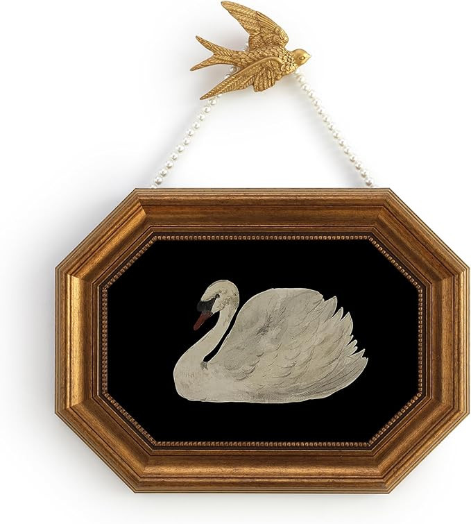 Zelvix Vintage Wall Art Framed, Gold Framed Wall Art Decor, Black Swan Classical Vintage Painting... | Amazon (US)