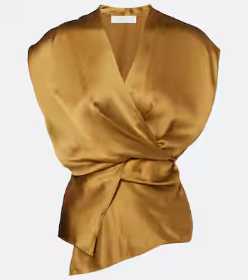 Silk satin wrap top | Mytheresa (US/CA)