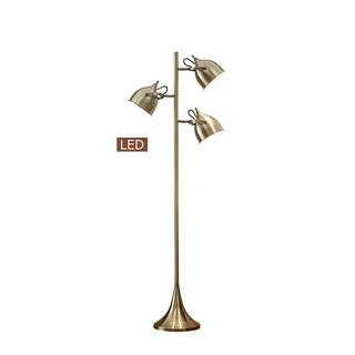 ARTIVA Caprice 64 in. Antique Satin Brass LED Tree Floor Lamp | The Home Depot